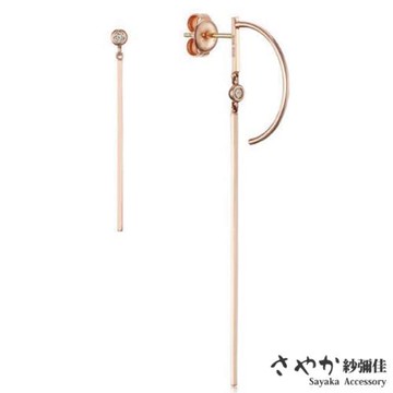 【Sayaka紗彌佳】韓劇男朋友 宋慧喬同款 925純銀時尚氣質百搭耳環-不對稱C型垂墜款 -金色