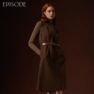 EPISODE - 舒適百搭V領無袖洋裝134705（棕）