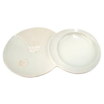 富士日出 雙格皿 - 日本製 陶瓷 長14cm 寬6.5cm 高1.5cm 容量20mL  14 x 6.5 x 1.5cm  1個