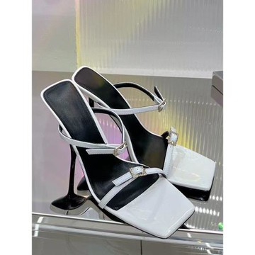 百搭不累腳細跟絕美高跟鞋涼鞋女款夏季氣質名媛一字帶方頭涼拖鞋