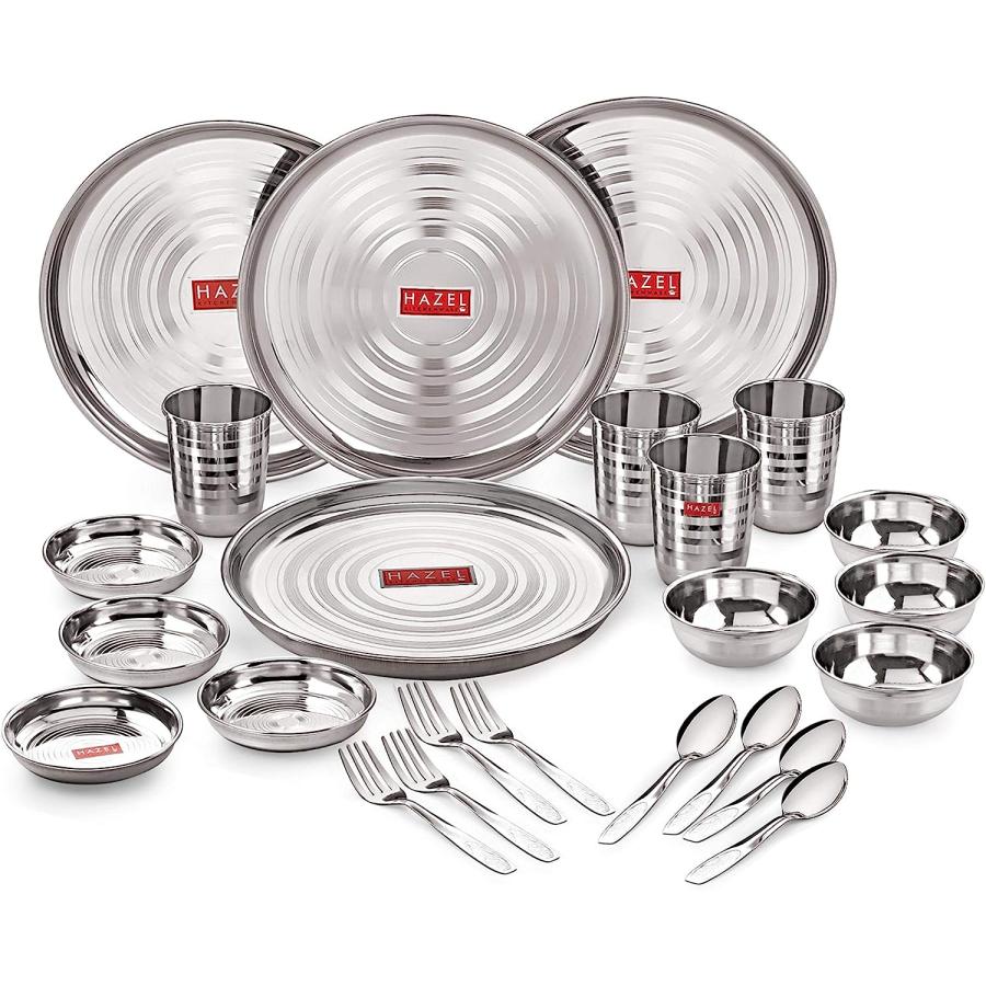 Hazel Stainless Steel Dinner Set 24 Pcs Designer Gift Set　並行輸入品