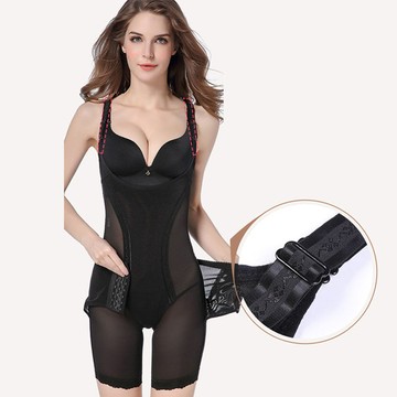 狐狸姬，塑身衣排扣絕華加強修飾五分褲連身塑身衣(L-2XL)