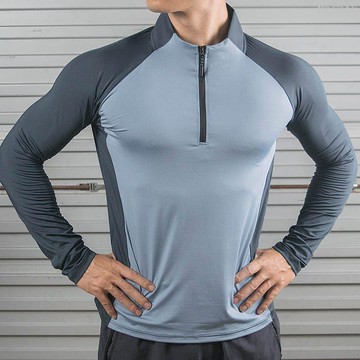 秋冬季運動健身半拉鏈長袖男士速干排汗彈力體育生訓練跑步上衣