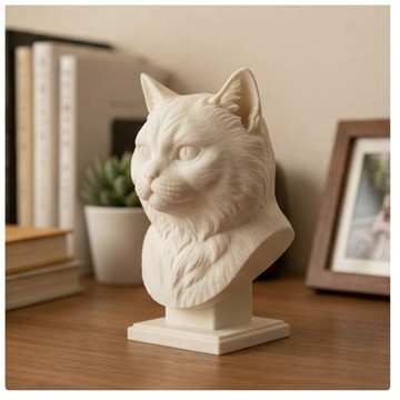 貓咪 (喜馬拉雅貓) 3D 列印胸像 白色 PLA 雕塑 擺飾 居家裝飾
