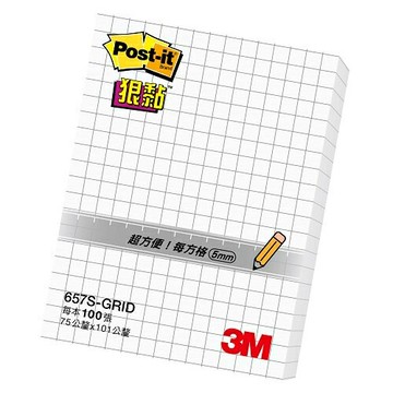 3M 狠黏便條紙 方格 657S