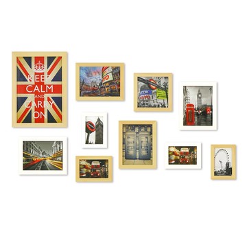 北歐簡約相框 木紋+白色 10入組合 Loft 工業風 布置 畫框 照片牆