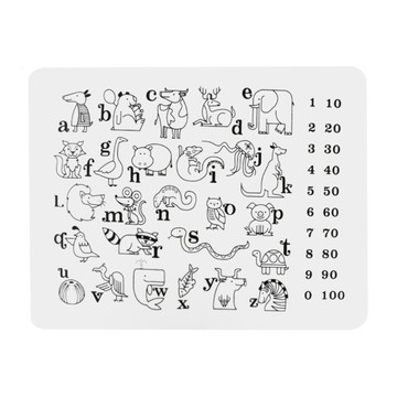 食品級矽膠畫畫餐墊 30cm x 40cm 無毒耐熱安全  數字動物英文 白色 + 黑色  1組