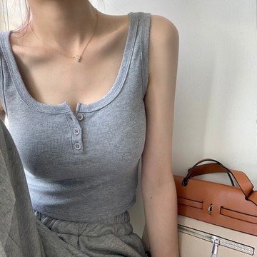 韓版修身顯瘦小心機鈕扣短版背心【V222】