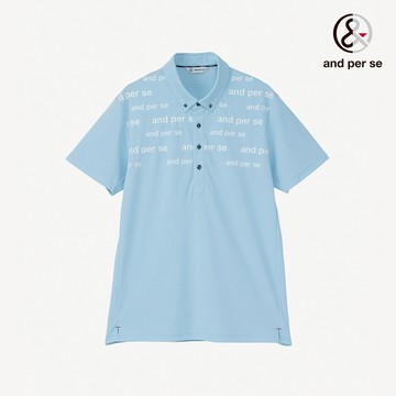 【and per se】男款淺藍色輕盈透氣彈性吸濕速乾UV保護POLO衫 DGT206V2