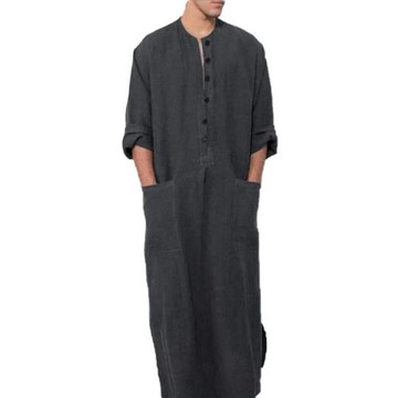 Men Islamic Thobe Pockets Robes Man Kaftan 男士寬松長袍襯衫