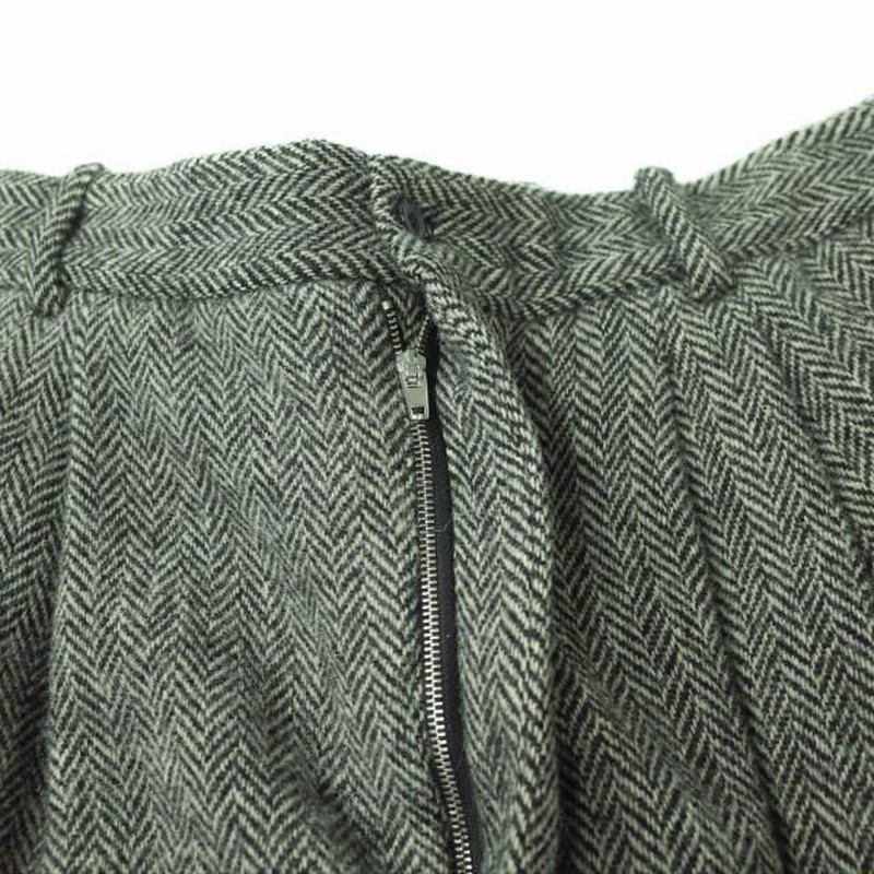 メンズ【美品】  HED MAYNER / ヘドメイナー | 2021AW | 8 PLEAT PANT ヘリンボーンツイード 8プリーツパンツ | S | BLACK GREY HERRINGBONE | メンズ