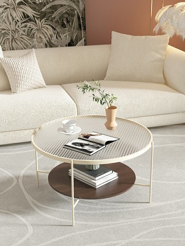 茶幾桌邊桌邊幾   北歐客廳圓形鋼化玻璃茶幾創意簡約現代小戶型實木小茶幾輕奢家用