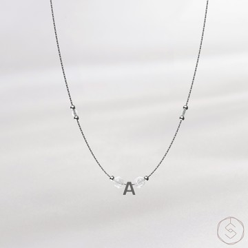 CONNY 專屬字母 | 白瑪瑙 | 天然水晶項鍊/長版毛衣鍊