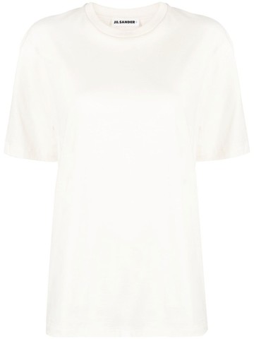 Jil Sander - drop-shoulder short-sleeved T-shirt - women - Cotton/Cashmere - XS - Neutrals