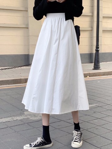 a字白色半身裙女夏季年新款高腰中長款薄款裙子設計感女小眾