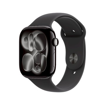 Apple Watch S11 GPS 46mm 曜石黑色鋁金屬錶殼 搭黑色運動錶帶 M/L _ 台灣公司貨 + 專用 (錶貼 & 錶套)