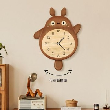 卡通可愛貓掛鐘 客廳家用溫馨裝飾（寬40*高53cm） 新款餐廳裝飾畫鐘表 創意時鐘掛墻
