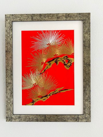 藝術面板復古面料日式現代日式室內裝飾松樹禮物結婚慶典喬遷長壽慶典幸運符框架室內裝飾 055