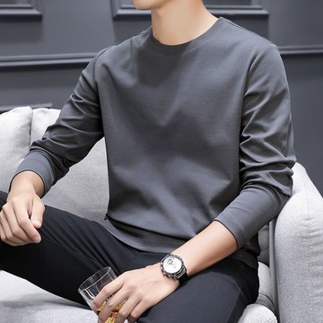 液氨絲光棉長袖T恤男2025秋冬季新款打底衫內搭高端純白色上衣服鑫弘-衣錦男裝