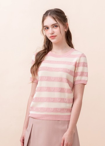 輕漾甜心條紋針織衫