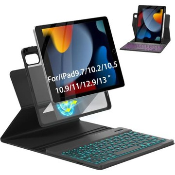 適用iPad10.9.7鍵盤保護套可旋轉7色背光可拆卸鍵盤皮套pro10.5寸