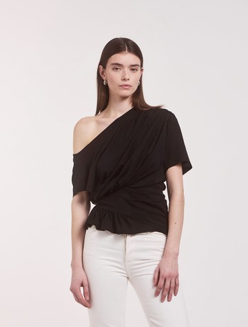 Agathi Draped Top in Black - Organic Cotton Micro Modal Ninety Percent