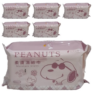 收納王妃 SNOOPY 史努比 濕紙巾 台灣製造 嘻哈粉 80張  1g  6包  1組