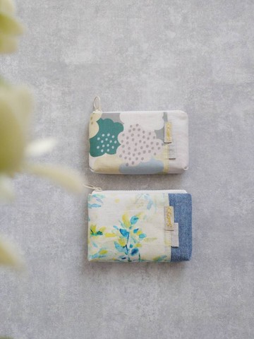 【FWL/雙層小錢包】童話森林大樹 霧春嫩芽新綠 日本布 法國銀蔥