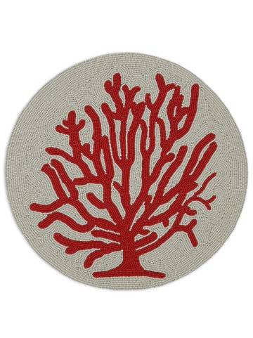 Les-Ottomans - Coral bead-embellished placemat (set of two) - unisex - ceramic - One Size - Grey