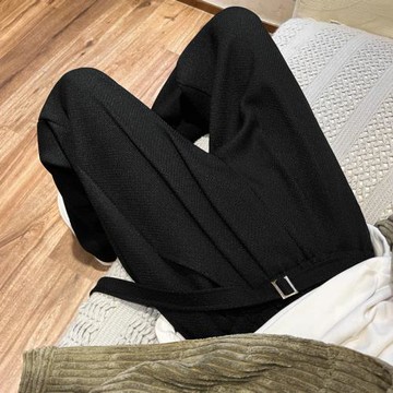 那不勒斯褲子ins高街潮牌垂墜感西褲男春秋新直筒寬松休閑拖地褲