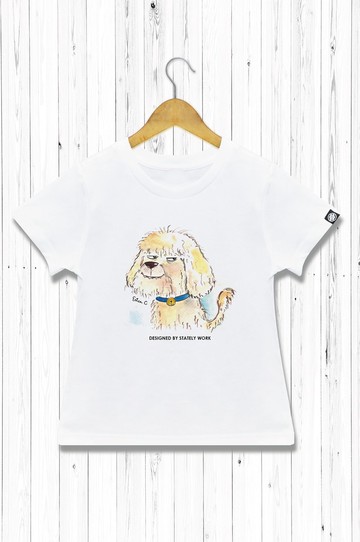 STATELYWORK 厭世生肖-狗-男女童裝白T恤