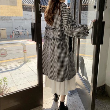 秋裝套裝女設計感長袖外套上衣+高腰連衣裙兩件套ins1入