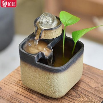 流水擺件循環風水球招財陶瓷噴泉流水造景觀辦公室桌面轉運球擺設