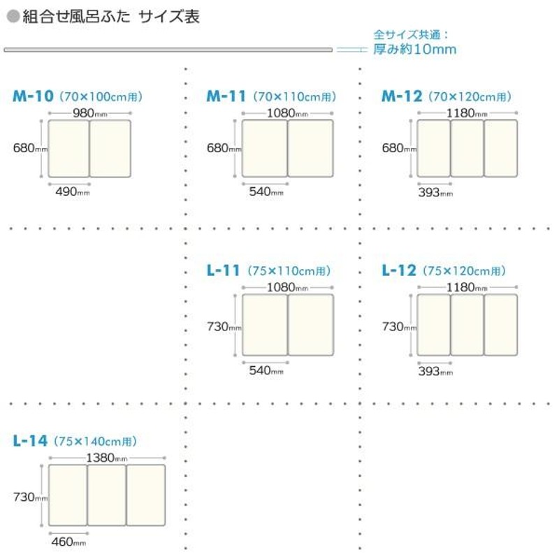 風呂ふた サイズ 75×120cm用 73×118cm 組み合わせ 3枚割 防カビ 軽量