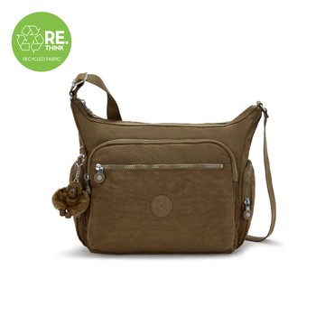 『牛角包』卡其綠多袋實用側背包-GABBIE