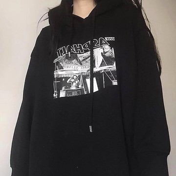 waitmore衛衣女春秋薄款寬松ins設計感bf連帽上衣超火cec外套