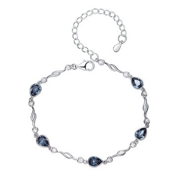 現貨+預購 925純銀手鍊水晶手環-海洋藍色淚滴時尚聖誕節生日情人節禮物女飾品73qh41【獨家進口】【米蘭精品】