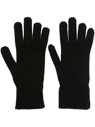 Moncler - logo-patch virgin-wool gloves - men - Virgin Wool - M - Black