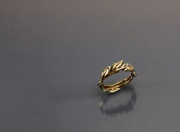 植物系列-葉子纏繞黃銅戒