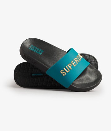 Superdry Women's Code Logo Pool Sliders Blue Size: M