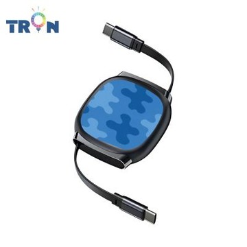 TRON 100W Type-C 伸縮快充線 1M 鈦黑色 迷彩系列-2 4檔長度調整 可充筆電 適用i15以上手機 平板