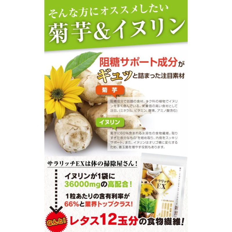 イヌリン サプリ レタス12玉分の食物繊維 サラシア サラリッチEX 糖