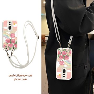 適用OPPOA9手機殼斜挎潮流郁金香A5全包A11X硅膠K11掛繩k11x女創意k12x背帶k7保護套5A9X新款保護殼k12