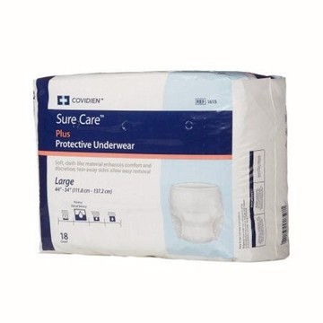 Unisex Adult Absorbent Underwear Sure Care Plus Pull On with Tear Away Seams Large Disposable Heavy  White / Blue Strands 18 Count by Cardinal