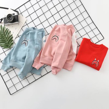 春秋裝新款純棉兒童衛衣男童女童上衣鯊魚圓領衫時尚外貿童裝潮