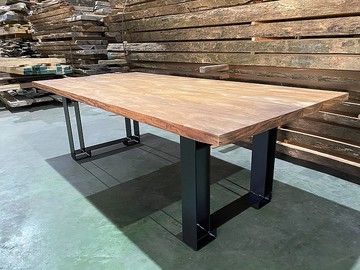 木島BOKTO || 非洲柚木 || 客訂黑色鐵腳 桌板 原木餐桌 辦公桌