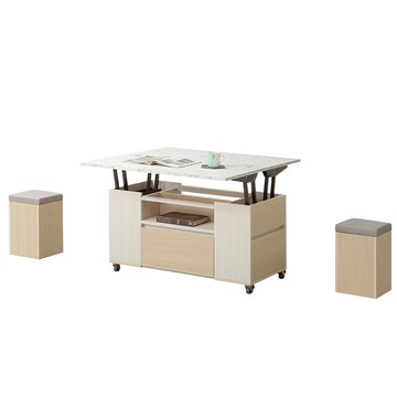 直人木業-AVERY現代輕奢風可變餐桌茶几100公分(含兩張收納椅凳)