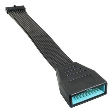 USB3.0延長線解決主板被顯卡所擋線19pin軟排線15cm 黑色扁平排線【宜家良品百貨】