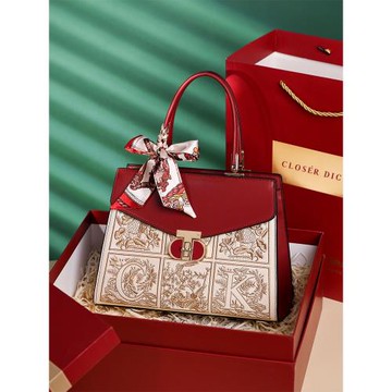 品牌媽媽包輕奢國風刺繡手提包女大容量婚宴中年婆婆包斜挎包禮物