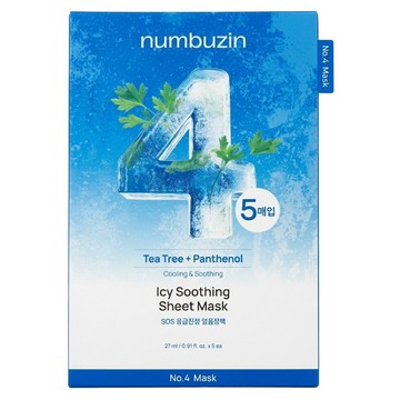 numbuzin 台灣公司貨 No.4 急救舒緩艾草果凍面膜  1組  5入